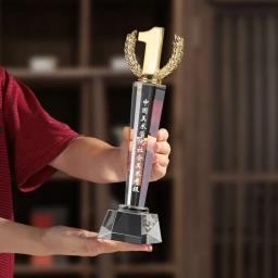 Prêmio De Troféu De Cristal Personalizado, Esportes Trofeo Recompensa, Decoração De Casa, Ouro, Prata, Cobre 123, Medalhas De Aniversário, Comemoração, 1Pc - Image 3
