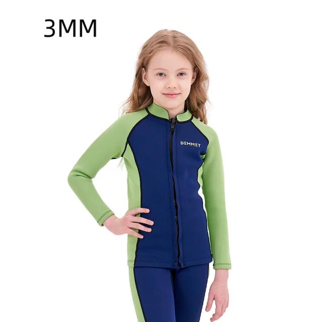 Terno de Mergulho em Neoprene para Crianças com Manga Comprida - Traje Térmico Ideal para Meninos e Meninas Manterem-se Aquecidos