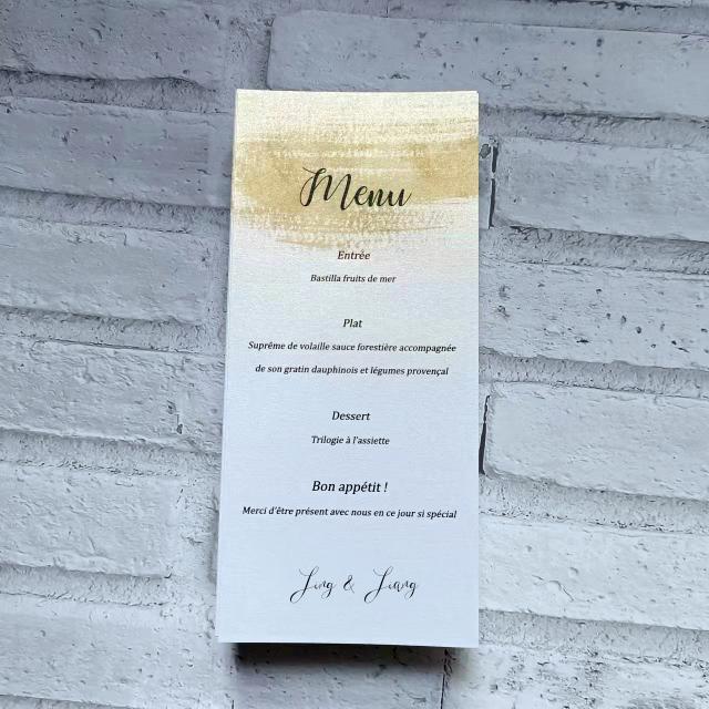 Menu Personalizado para Eventos Especiais: Aniversário, Casamento, Batismo e Gênero Revelar com Cartões e Design Dourado - 50 Peças Elegantes