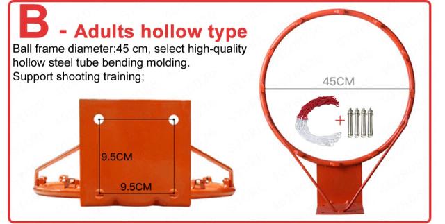 Tabela de Basquete em Metal Sólido para Adultos e Crianças - Cesta e Argola de 45cm/35cm