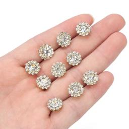 10 pçs botões de strass em forma de flor de cristal brilhante pedra de vidro de aço inferior roupas decoração acessórios de costura - Image 1