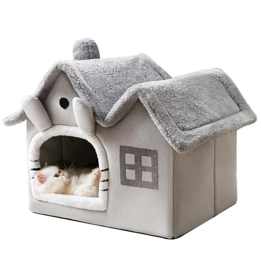 Dobrável estilo duplo telhado casa para animais de estimação, cama confortável dormir, gato ninho, animal Shaped suprimentos, cães pequenos - Image 1