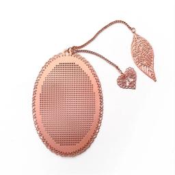 Ornamentos de marcadores de página de metal em estilo chinês, faça você mesmo, ponto cruz, marcadores de livro, oval, cor de cobre vermelho, artesanal, presente de livro - Image 6