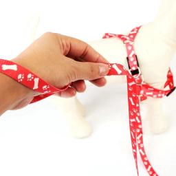 Ajustável Pet Dog Harness e Leash Set, Bone Printing, Moda Harness para Cat, Chihuahua, Walking Puppy, Verão Suprimentos - Image 4
