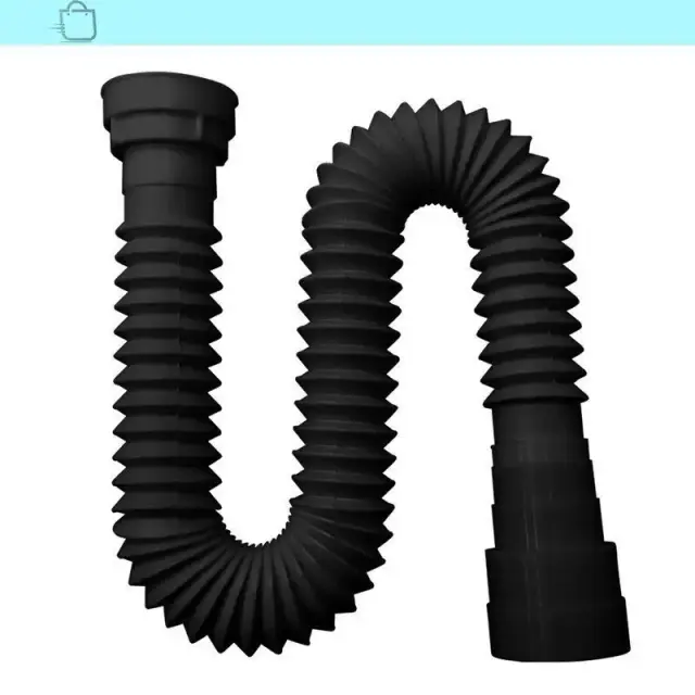 Sifão Sanfonado Preto de 72cm para Lavatório, Pia e Tanque - Multiuso e Eficiente