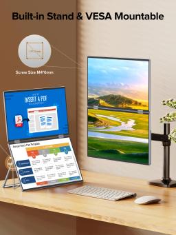 UPERFECT UStation Δ Monitor dobrável de 15,6 "Display portátil duplo Suporte embutido Menu VESA OSD Ajuste livremente a tela com USB C HDMI para laptop PC Mac Phone Monitores dobráveis de pilha dupla estendidos - Image 5