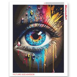 MomoArt-Diamond Mosaic Pintura Kits para Wall Decor, retrato colorido do olho, ponto cruz, bordado DIY - Image 2