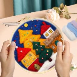 GATYZTORY-Lã Felting Pintura Kit, Inverno Casa Arte Bordado, DIY Lã Agulha Feltro, Cenário de Natal, Kit Imagem, Artesanato Presente - Image 2