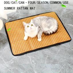 Esteira refrigerando para cães e gatos, cobertor de vime, sofá, cama respirável pet, almofada de verão pequena e média, artigos para animais, acessórios - Image 3