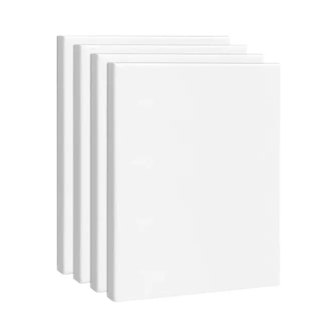 Conjunto de 4 Tela Esticada Quadrada de Algodão 100% para Pintura, Gesso-Primed, 20x25 cm, 8 oz