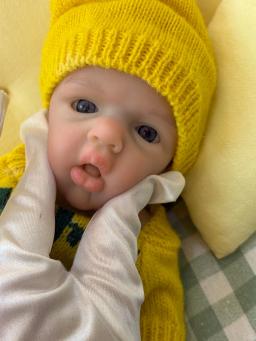 Boneca bebê reborn de silicone loulou, olhos abertos de 33cm, pode abrir a boca, pele pintada em 3d, presente colecionável para lembrança de crianças - Image 2