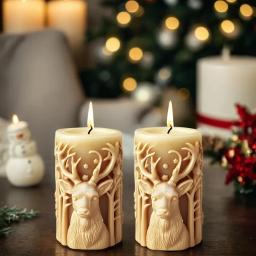 Silicone resina epóxi Natal vela molde, alívio de veados, cilíndrico gesso, Desktop ornamentos, DIY decoração - Image 3