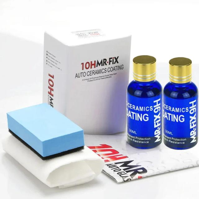 Revestimento Hidrofóbico Líquido Anti-Riscos para Automóveis - Vidro Cerâmico, Cuidado com a Pintura e Super Detalhamento 30ml 10H 2 Unidades