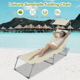 Ajustável dobrável reclinável espreguiçadeira, praia cama, 4 posições - Image 2