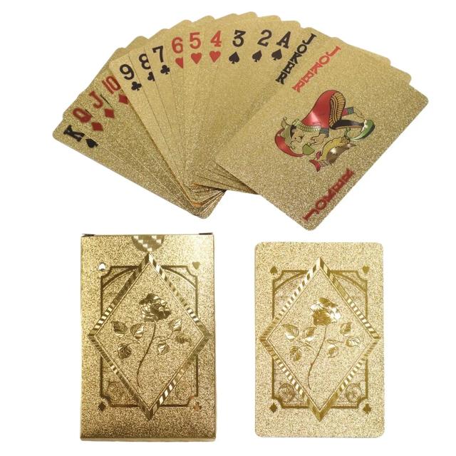 Baralho de Poker à Prova d'Água com 55 Peças - Cartas de Jogo para Truques Mágicos em Família com Design em Ouro