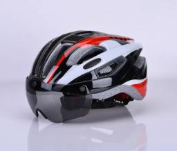 Capacetes de ciclismo elegantes, capacete com luz traseira segura para triatlo e óculos magnéticos, capacete de bicicleta de corrida e estrada - Image 3