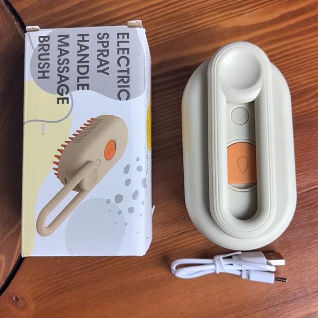 Escova de Cabelo Elétrica a Vapor 3 em 1 para Gatos com Pente e Massagem para Grooming e Depilação