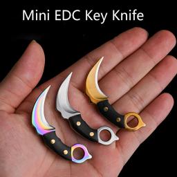Canivete com Mini Handle de Madeira Keychain, CS GO Garra, Aço inoxidável, Camping, Pequena faca portátil, Descascador, Lâmina Fixa, Multi Ferramenta EDC - Image 1
