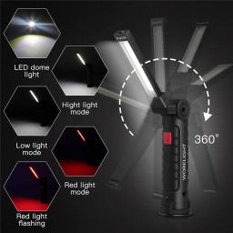 Nova cob portátil lanterna led usb recarregável luz de trabalho lanterna magnética lâmpada pendurada com bateria embutida tocha de acampamento - Image 4