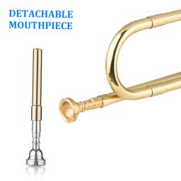 Latão banhado a ouro C Bugle Call Trompete, Chifre de Cavalaria com Bocal, Instrumento Musical para Iniciantes, Escola, Orquestra Militar - Image 4