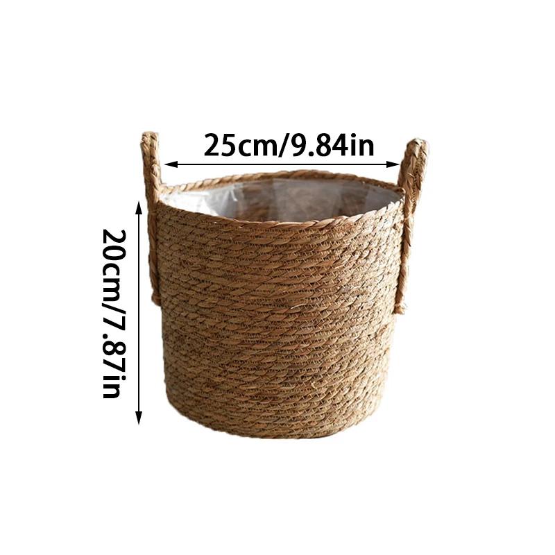 1pc nórdico artesanal palha tecido vaso de flores plantador cesta lavanderia roupas sujas armazenamento vaso jardim planta verde flor suportes - Image 1