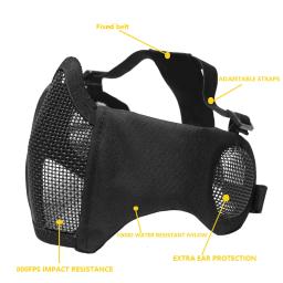 Fio De Aço Tático Máscara Facial, Ternos De Proteção De Ouvido, Paintball, Airsoft, Combate De Campo, Equipamento Militar, Acessórios, Paintball - Image 6