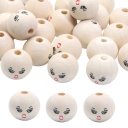 Dos Desenhos Animados Sorridente Rosto Contas De Madeira para Bordados, Artesanato DIY, Ornamentos Para Casa, Jóias Fazendo Acessórios, 10PCs, 20mm - Image 5