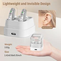 Aparelho auditivo digital usb recarregável, amplificador de som atrás da orelha, cancelamento de ruído para idosos, cuidados surdos, estojo de carregamento - Image 3