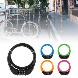 1 peça senha de combinação de 4 dígitos ciclismo segurança bicicleta cabo fio de aço bloqueio de corrente 5 cores opcionais - Image 1