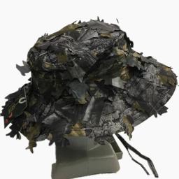 Novo efeito de camuflagem 3d folhas casual secagem rápida caça chapéu poliéster esporte ao ar livre tático tampa plana proteção solar boonie - Image 3