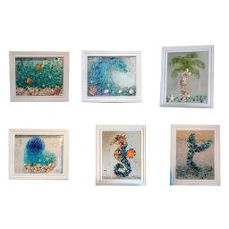 Oceano tema mar vidro arte kit para adultos, DIY mosaico artes e artesanato kits, moldura, artesanal, fácil operação - Image 1