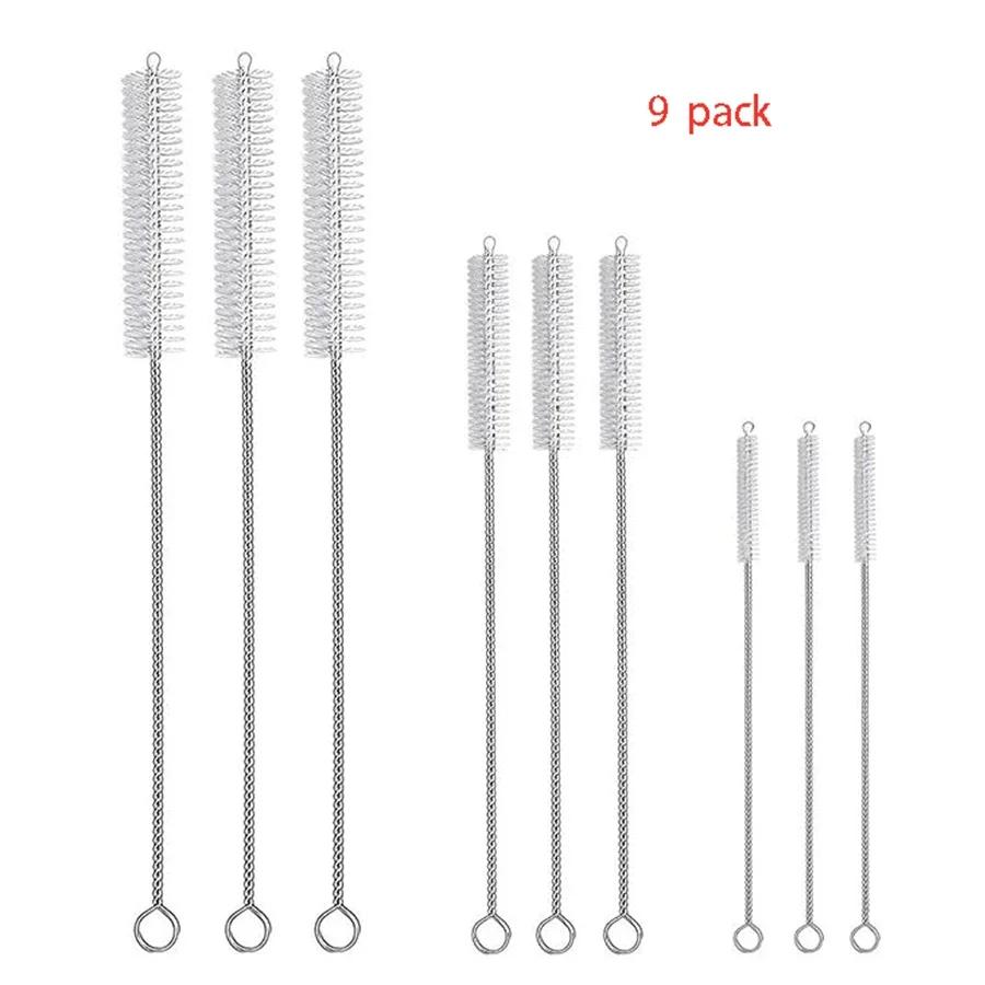 Extra longo bebendo palha limpeza escova conjunto, tubulação limpador para óculos, copos de palha, garrafas e tubos, 9 pcs - Image 1