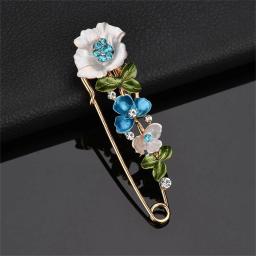 Alfinetes de agulha grandes flores coloridas para mulheres, strass elegante, roupas florais broches, festa de casamento jóias, moda luxo - Image 2