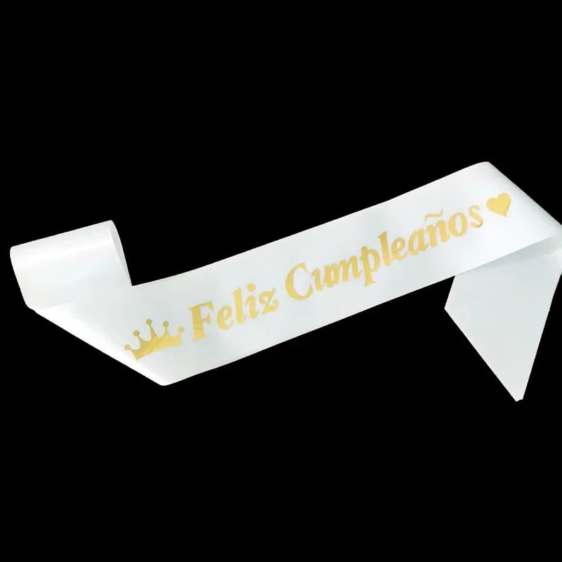 Faixa de ombro cetim para crianças e adultos, decoração de aniversário, bronzeada espanhola Feliz Cumpleaños, feliz aniversário, 1pc - Image 1