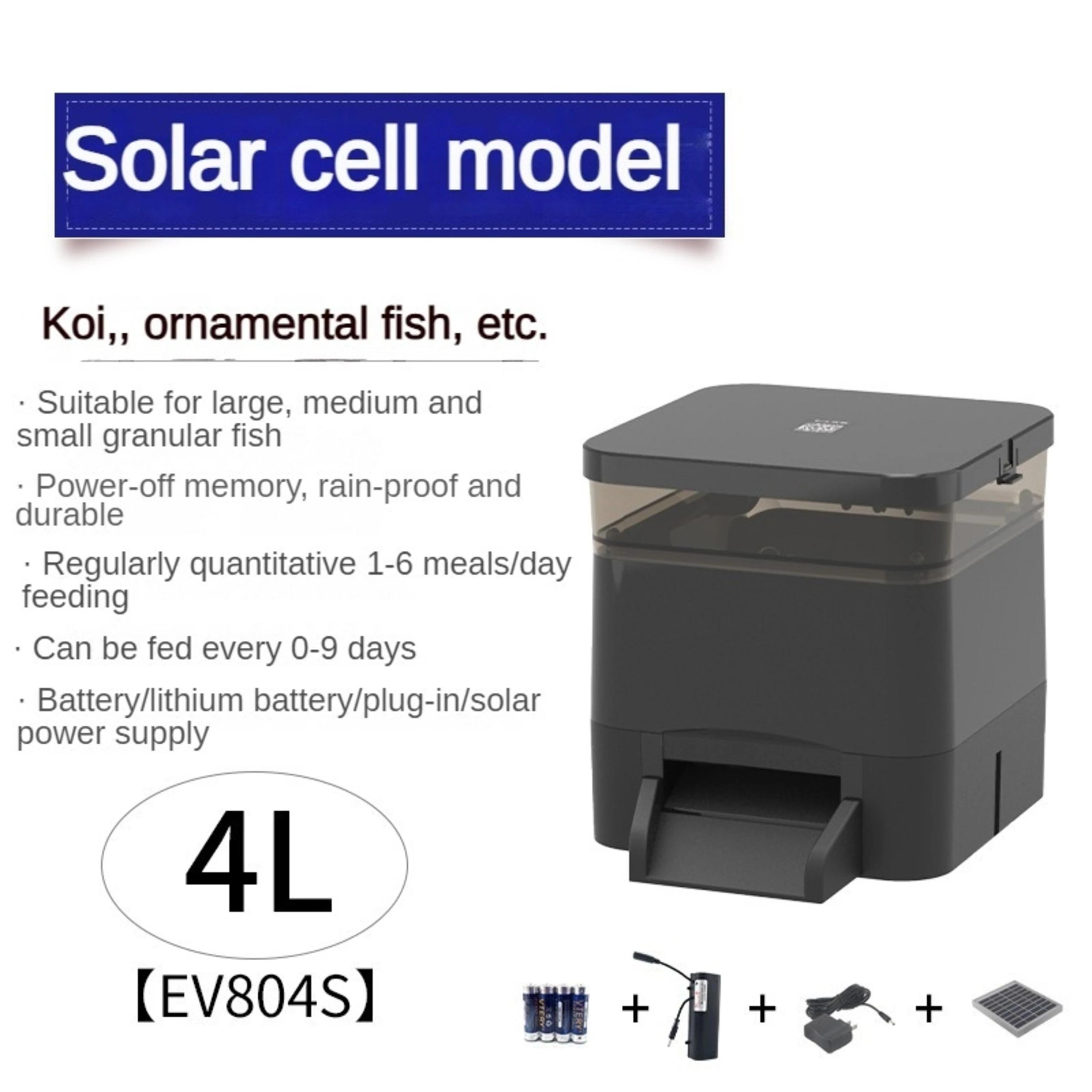EVNICE-Alimentador Automático de Peixe Solar, Alimentador Koi, Grande Capacidade, Lagoa Exterior, 4L, 10L, 20L - Image 1