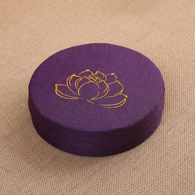 Almofada de meditação para ioga, redonda, espessada, bordada, lótus, com encosto e travesseiro, 40*6cm, tatami é removível e lavável - Image 1