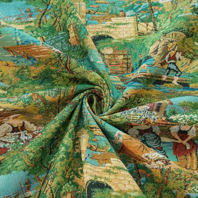 Tecido Jacquard Decorativo de Fios Grossos com Estampa de Pintura a Óleo para Primavera e Outono - 45cm x 150cm