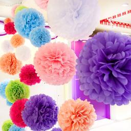 Pom Poms Flower Tissue Paper Balls, Decoração para Casa, Fontes de Festa Festiva, Favores Do Casamento, Pompon, 10 cm, 15 cm, 20 cm, 25 cm, 30cm - Image 1