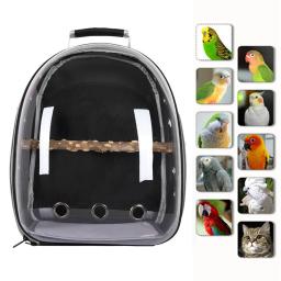 Saco de transporte de pássaros papagaio mochila com prefeito e copos alimentadores para periquito cockatiel coelho viagem acrílico portátil gaiola de pássaro para animais de estimação - Image 4