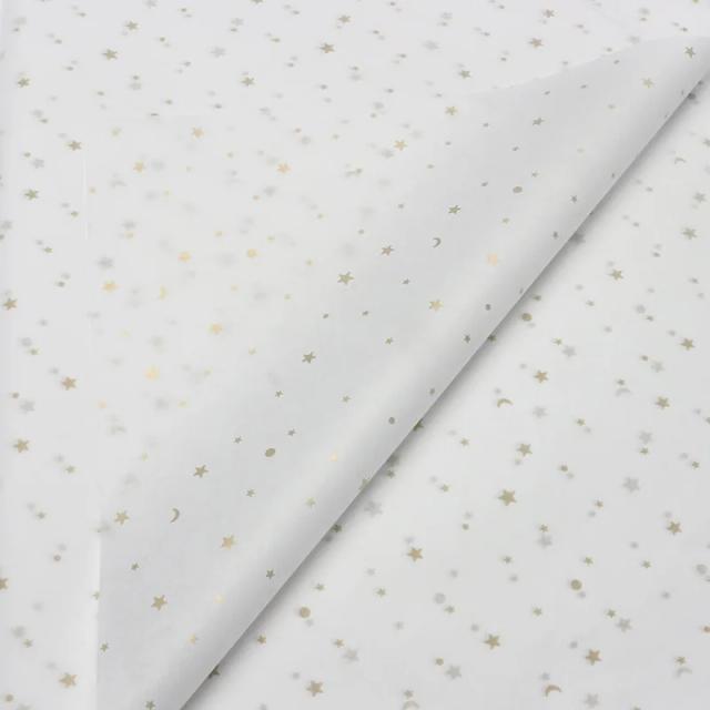 Papel de Embrulho Floral Sydney: Tecido com Textura de Metal em Bronze e Estrelas para Presentes Elegantes