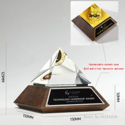 Troféu de cristal de madeira maciça estilo pirâmide, feito sob medida, decoração criativa, prêmio, lembranças, letras de alta qualidade - Image 6