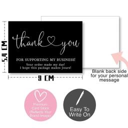 Cartão de agradecimento pelo seu pedido, Cartões preto e branco para apoiar os negócios, Pequena loja Decoração do presente, Cartão, 30 pcs, 50pcs - Image 2