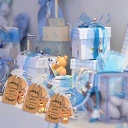 10 pçs lembranças de chá de bebê presentes para guesets urso chaveiro doces sacos de organza com tags crianças aniversário gênero revelar festa decoração - Image 5