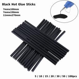Black Hot Melt Adesivo Glue Gun Sticks, DIY Ferramentas para Hot Gun Silicone, 7mm, 11mm, Cozinha, Itens de Banheiro, 5-100Pcs - Image 1