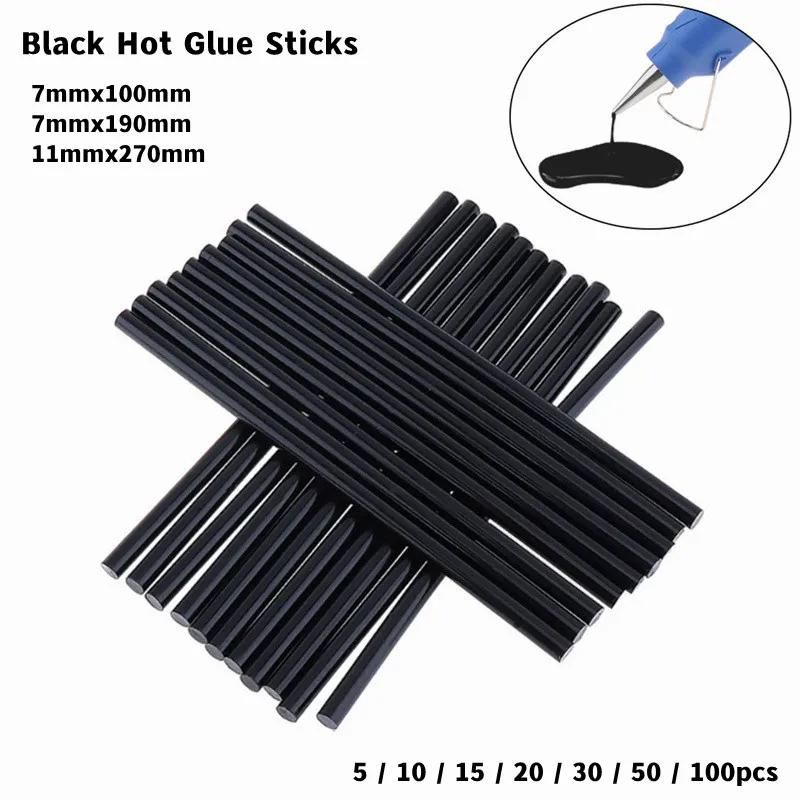 Black Hot Melt Adesivo Glue Gun Sticks, DIY Ferramentas para Hot Gun Silicone, 7mm, 11mm, Cozinha, Itens de Banheiro, 5-100Pcs - Image 1