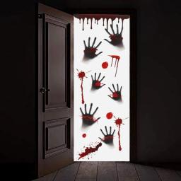 Halloween Decoração Assustador Adesivo, Parede Assustador Horror, Pegada Handprint, Sangue, Crânio, Janela - Image 4