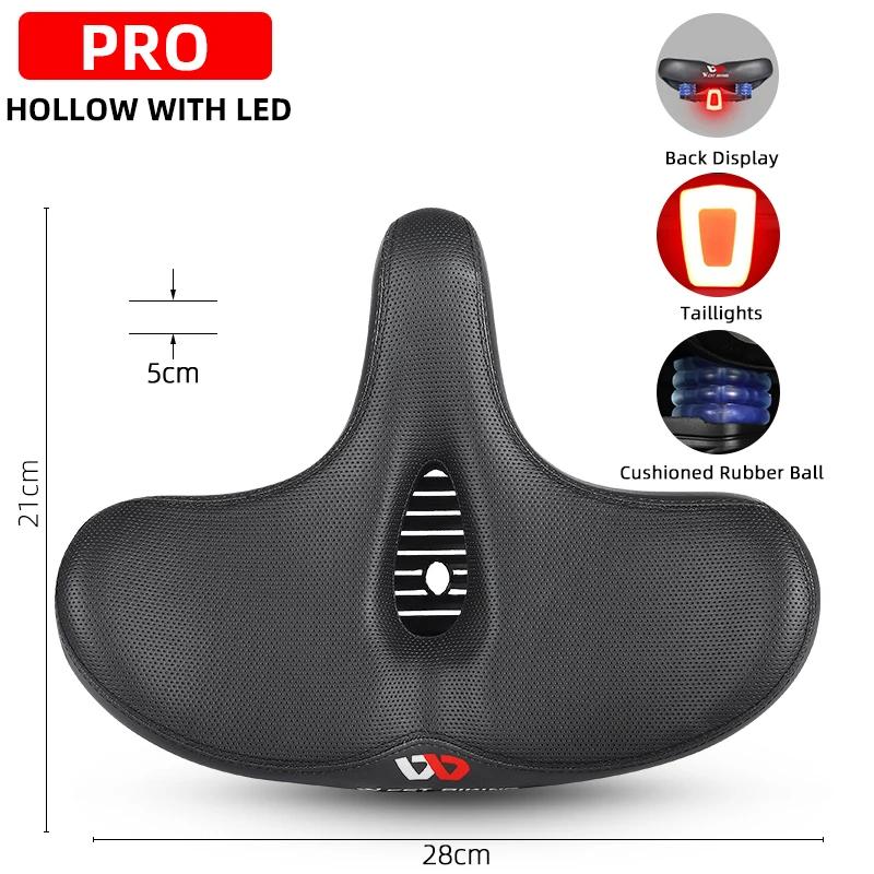 West bike-selim de bicicleta com lanternas traseiras, assento ergonômico, tamanho grande, para mtb, respirável, à prova de choque, para ciclismo - Image 1