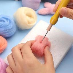 Série básica de cores Fibra de lã para feltragem por agulha, feltragem úmida, Spinning artesanal, DIY Materiais Artesanais, 66S - Image 5