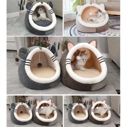Cama gato quente caverna para gatos internos camas auto-aquecimento casa tenda inverno para cães pequenos não - Image 3