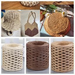 Natural Raffia fios de palha para mão malha crochê, fio de papel DIY, sunhat artesanal, saco de praia, 200m, verão - Image 1